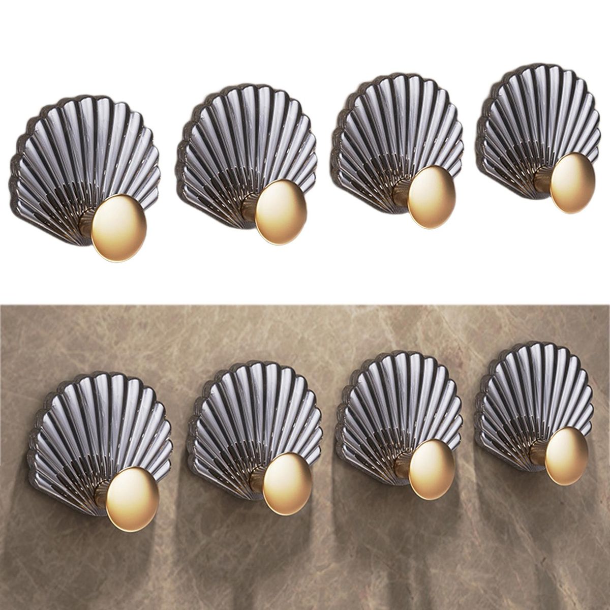 4Pcs Wall Hooks Kitchen Organizer Hooks Grey