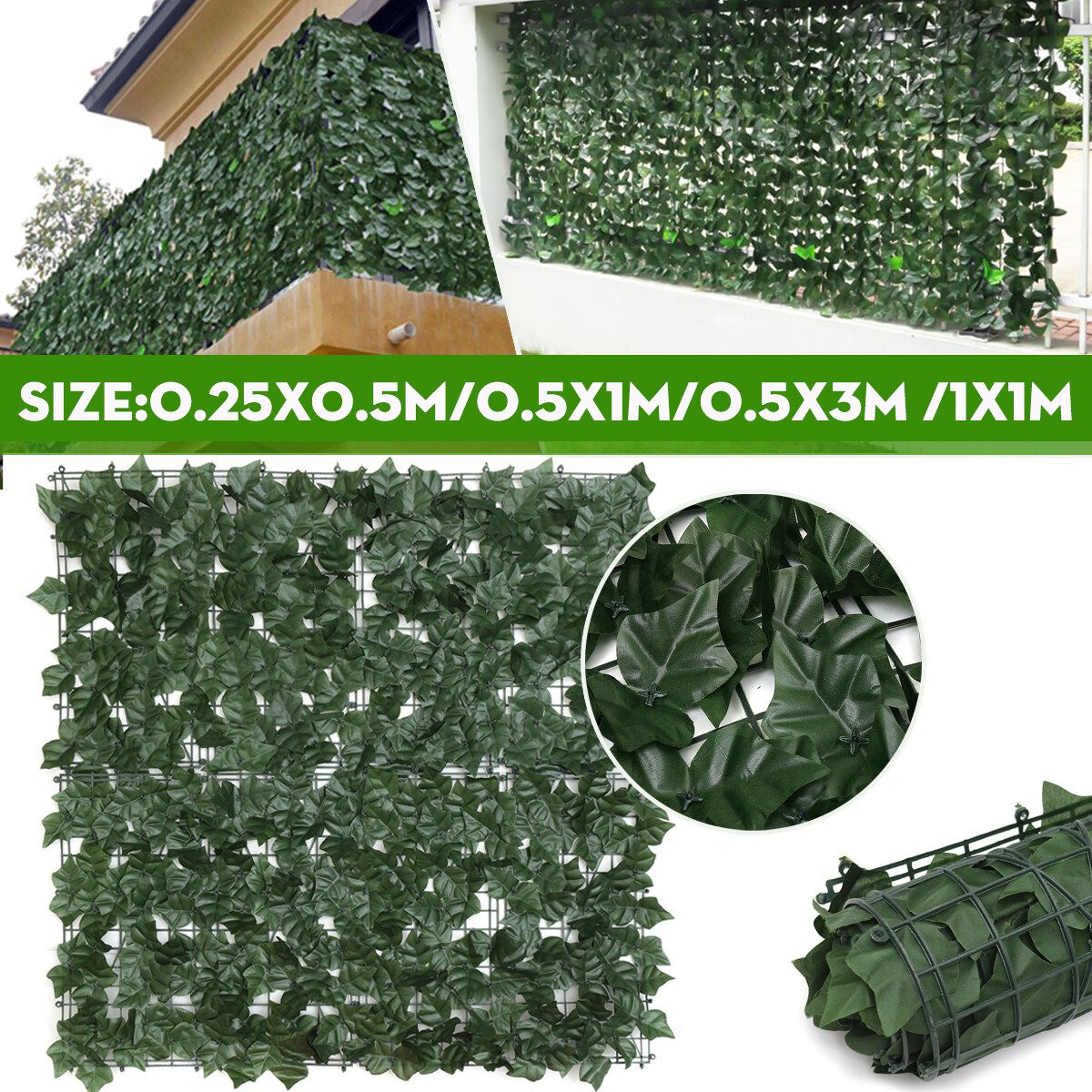 Hedge Ivy Leaf Garden Fence Roll Privacy Screen Balcony Wall Cover Two Types Of Leaf A 0.25x0.5