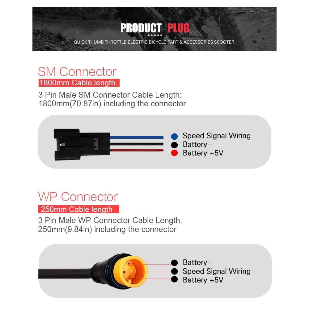 Quick Thumb Throttle Electric Bicycle Part Accessories Scooter Bike Throttle Ebike 3 Pin Connector
