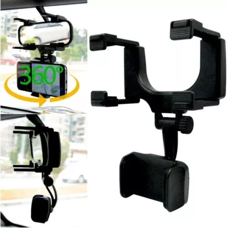 Black Universal Rear View Mirror Navigation Car Phone Holder