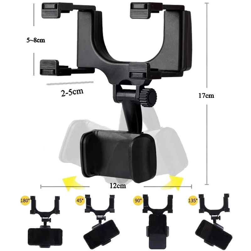 Black Universal Rear View Mirror Navigation Car Phone Holder