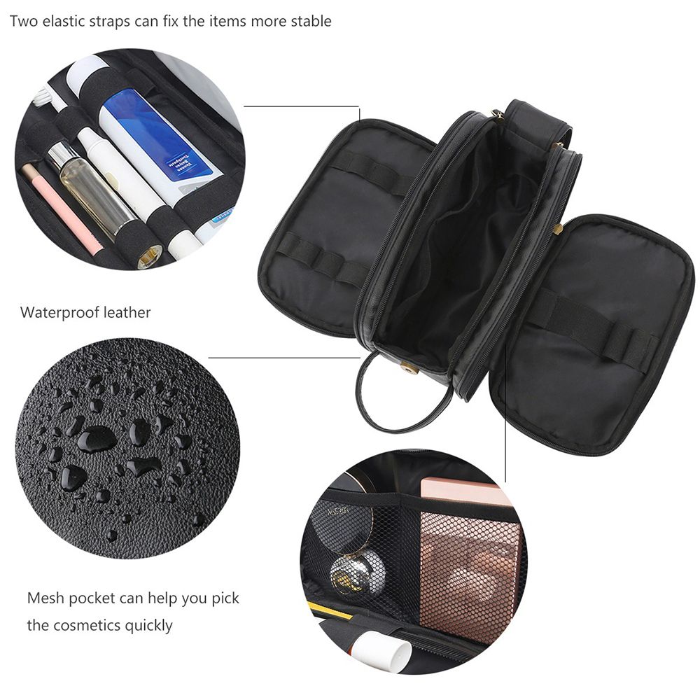 Water-Resistant PU Leather Toiletry Bag For Men Travel Wash