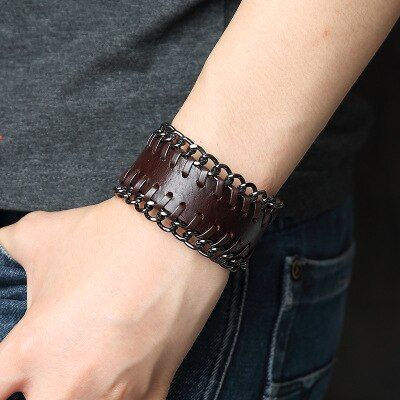 High Quality Men's Pu Barcelets Black Brown Rock Arm Warmer