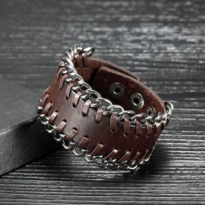 High Quality Men's Pu Barcelets Black Brown Rock Arm Warmer