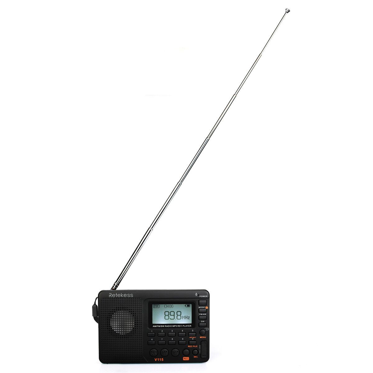 Retekess F9204D TIVDIO FM Radio V-115 FM/AM/SW Radio Bass Sound MP3 Player REC Voice Recorder With Sleep