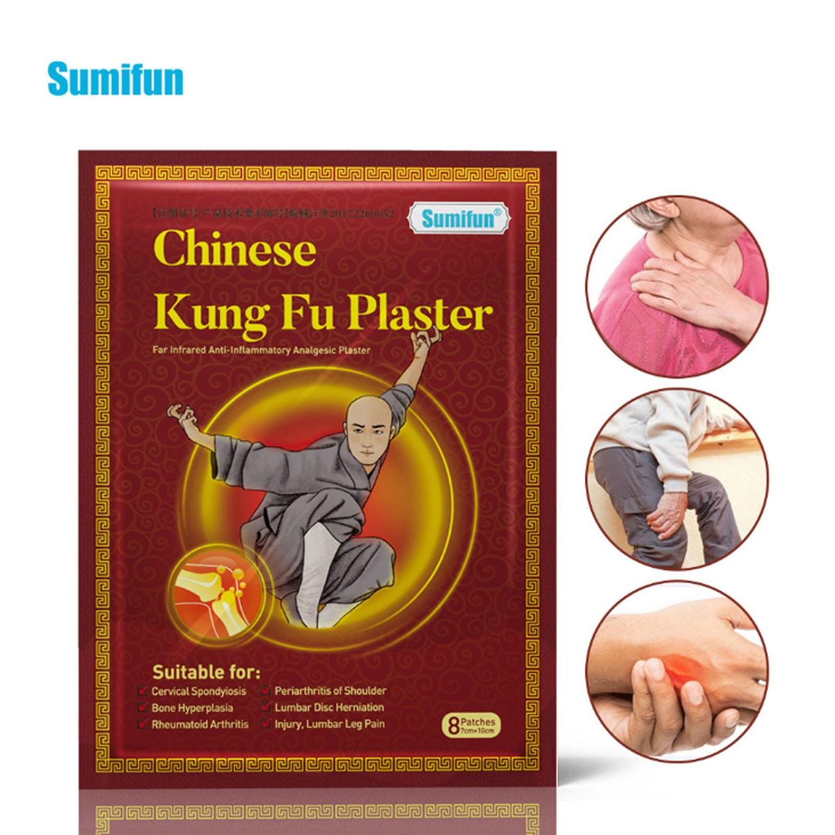 Sumifun 8 Patches Pain Relief Patch Chinese Medicine Plaster for Joint Pain Relief Muscle Soreness Body Fatigue Stiff Neck Shoulder Lower Backache