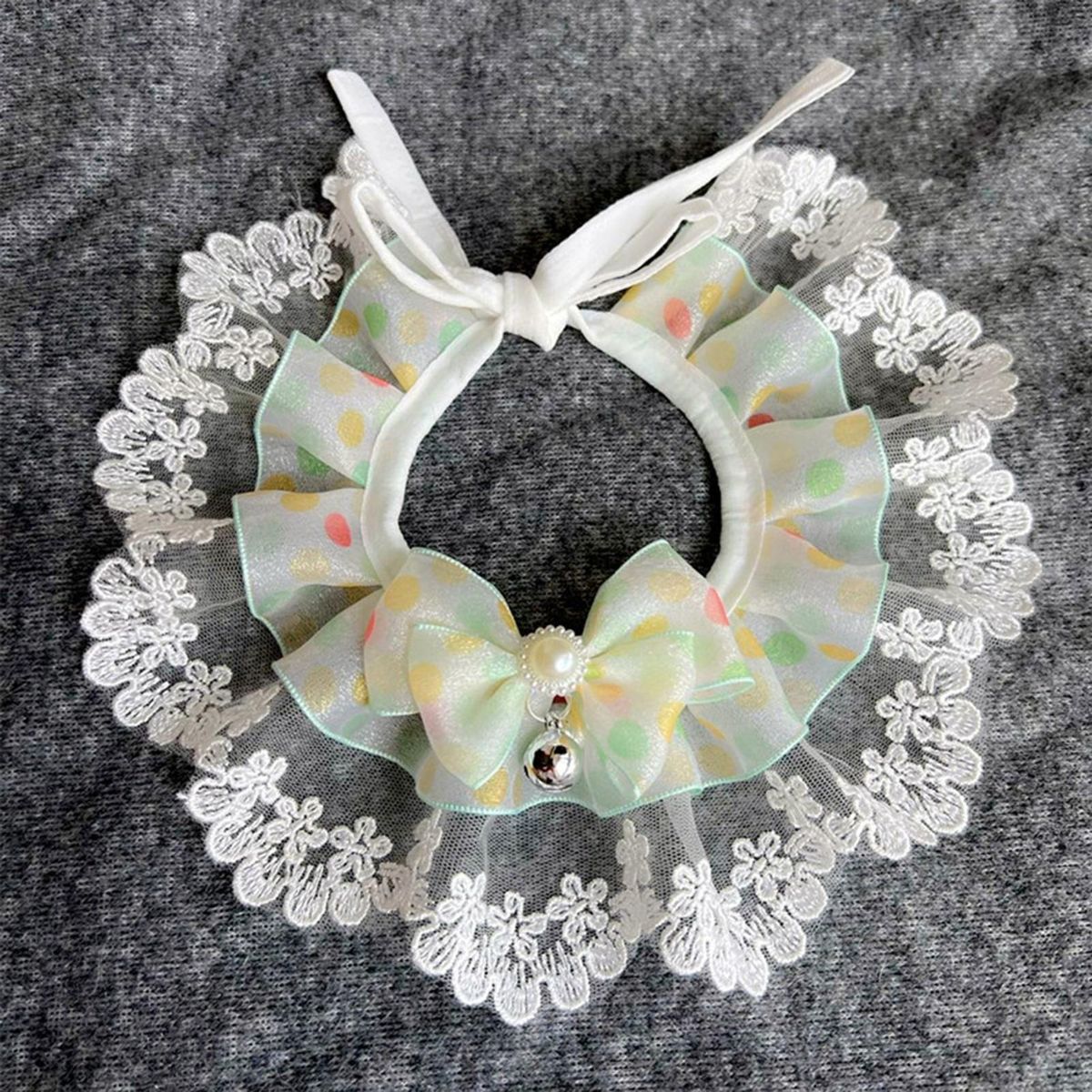 1 Set Pet Saliva Towel Pet Dog Cat Bowknot Neck Scarf Green