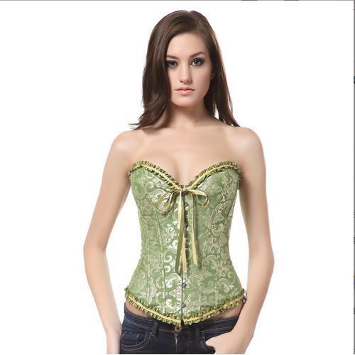 Green Corset Top Waist Cinchers Shaper Lace Women Steampunk Sexy Plus Size