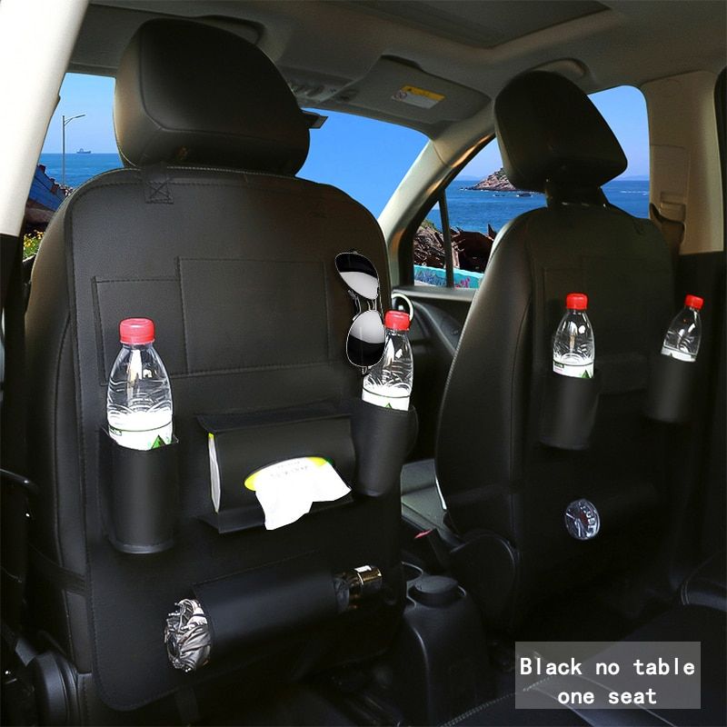 Pu Leather Car Seat Back Organizer Tray Travel Car Storage