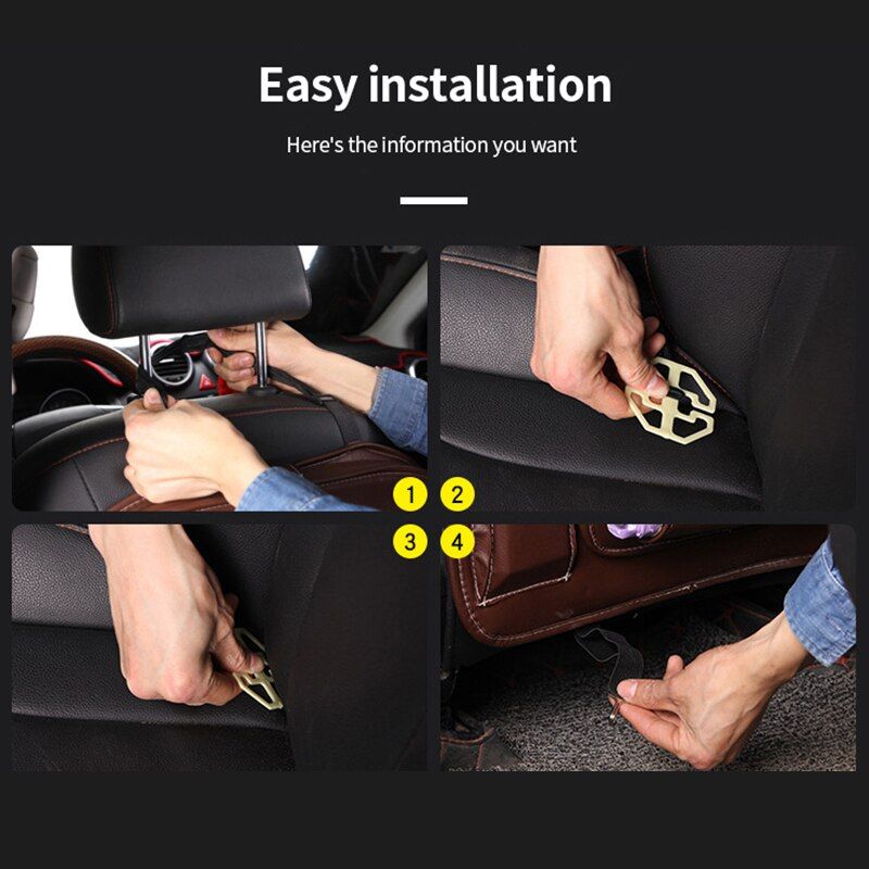 Pu Leather Car Seat Back Organizer Tray Travel Car Storage