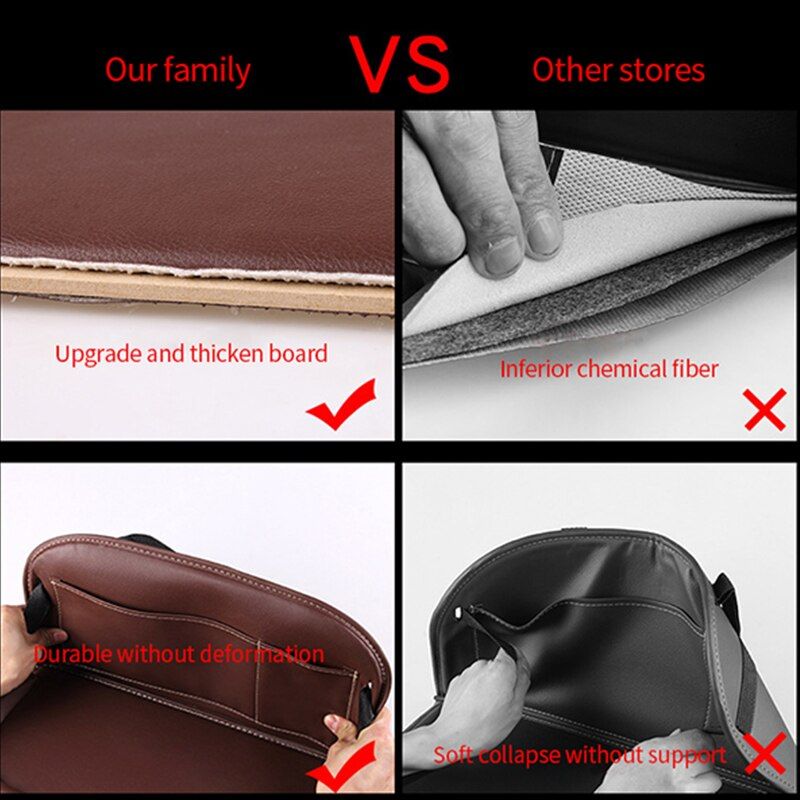 Pu Leather Car Seat Back Organizer Tray Travel Car Storage