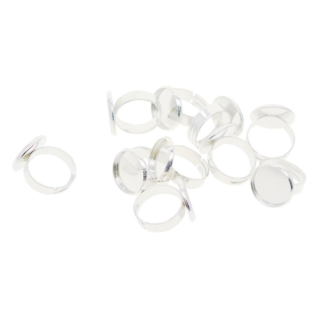 Adjustable RING BLANKS Bezel Pad Base Tray For 16mm Cabochon Silver