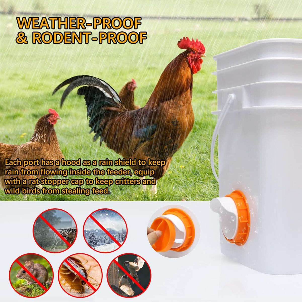 4Pcs Food Feeders Chicken Feeders Gravity Feed Kit Red