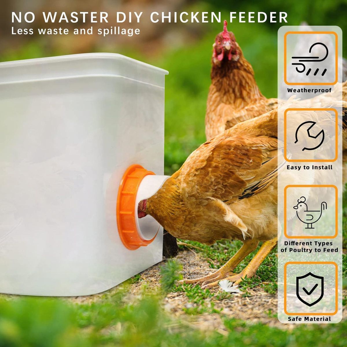 4Pcs Food Feeders Chicken Feeders Gravity Feed Kit Red