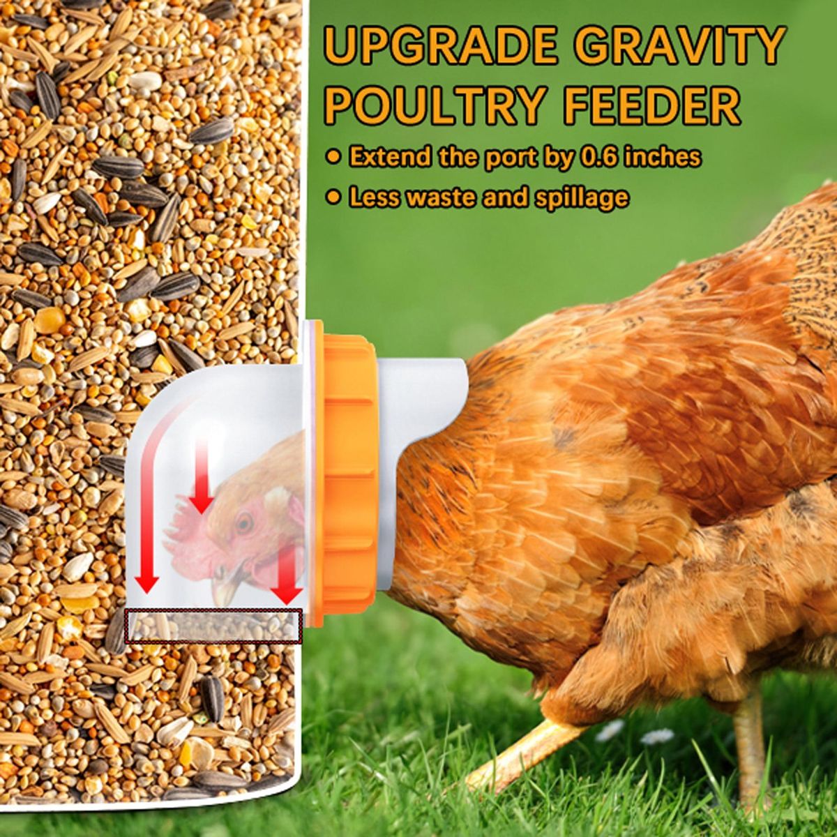 4Pcs Food Feeders Chicken Feeders Gravity Feed Kit Red