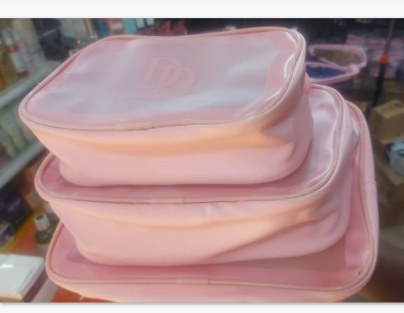3 In 1 Clear Cosmetics Makeup Bag Pink (Empty)