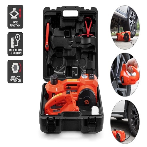 7tons Electric Car Jack - Wheel Spanner And Tyre Pump - 4 In 1 For An Emergency Tire Change