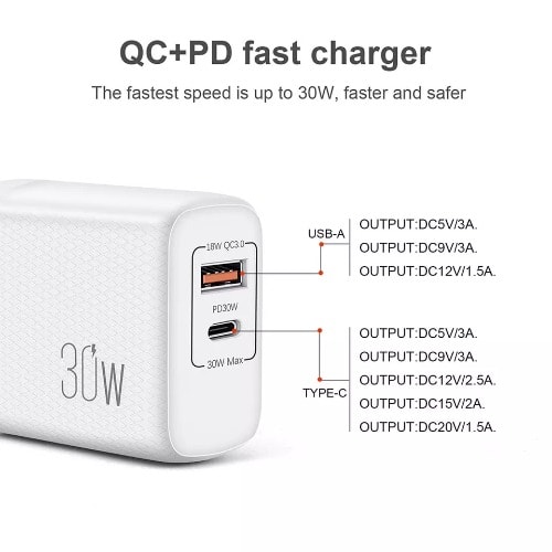 USLION PD Fast Charger - 30W - White