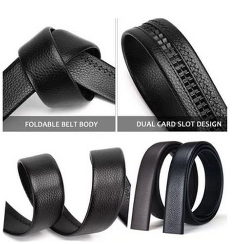 Men Leather Belt-Black & Gold