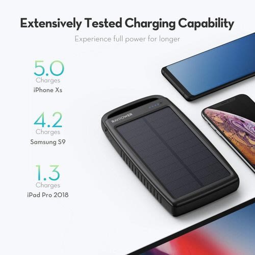 Portable Charger Solar Power Bank - 20000mah