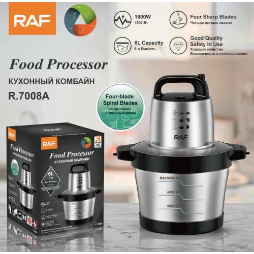 6L Multi-purpose Household Stainless Steel Food Processor - 1000W