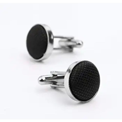 Men's Bowtie With Cufflinks And Pocket Square  - Black
