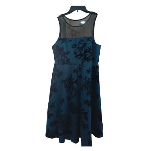 Velvet Black On Blue Lace Top Dress