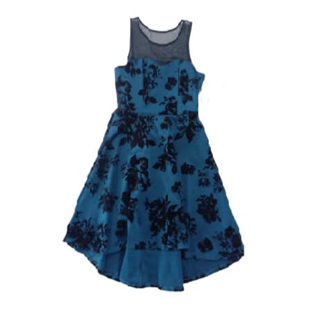 Velvet Black On Blue Lace Top Dress