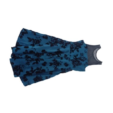 Velvet Black On Blue Lace Top Dress