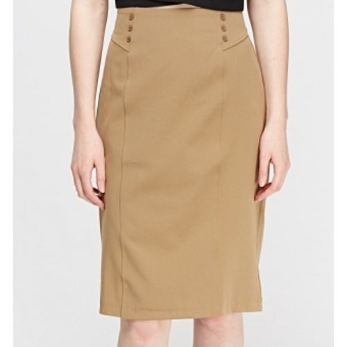 High Waisted Pencil Skirt - Khaki