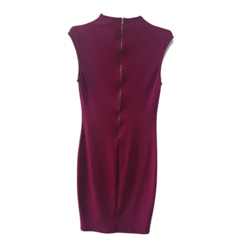 Sleeveless Dress With Long Zip Back - Dark Red