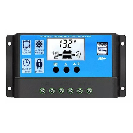 30a Solar Charge Controller With Lcd & Dual Usb 5v Output