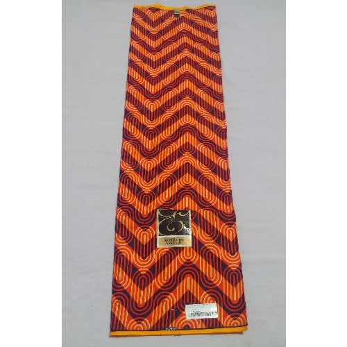 Orange-navy Blue Pure Cotton Ankara Fabric - 3 Yards