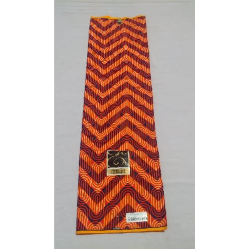 Orange-navy Blue Pure Cotton Ankara Fabric - 3 Yards