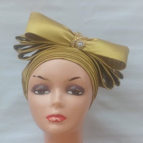 Multipleated Gold Bow Turban