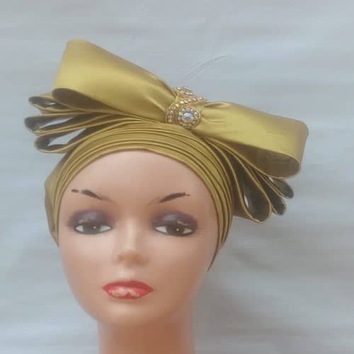 Multipleated Gold Bow Turban