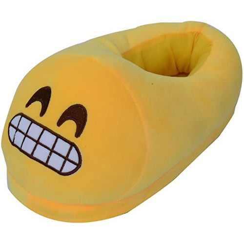 Grinning Emoji Plush Indoor Slippers