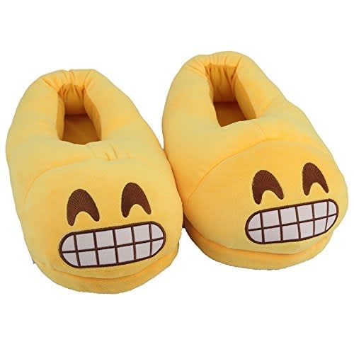 Grinning Emoji Plush Indoor Slippers