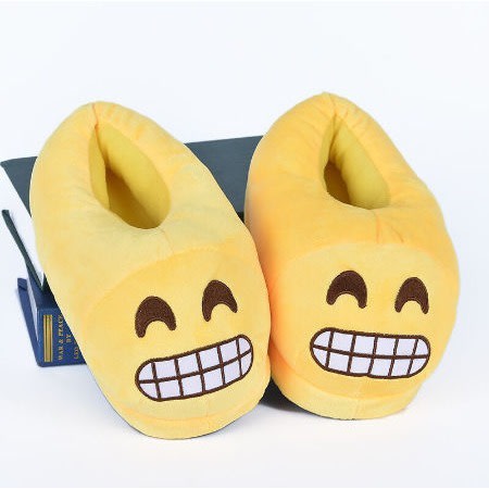 Grinning Emoji Plush Indoor Slippers
