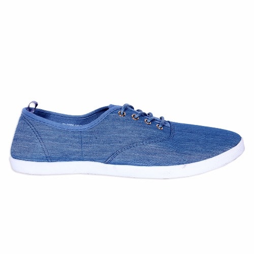 Ladies Lace Up Denim Sneakers - Blue