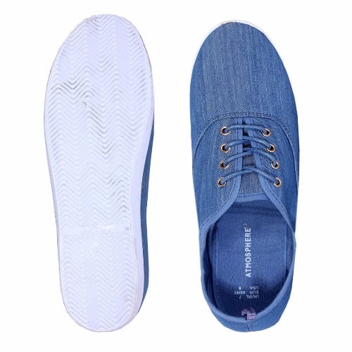 Ladies Lace Up Denim Sneakers - Blue