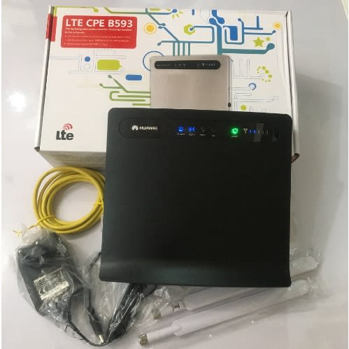 B593 Universal 4G LTE CPE Router With 2 Antennas + 4 LAN Ports & 2 Teleports For All Network