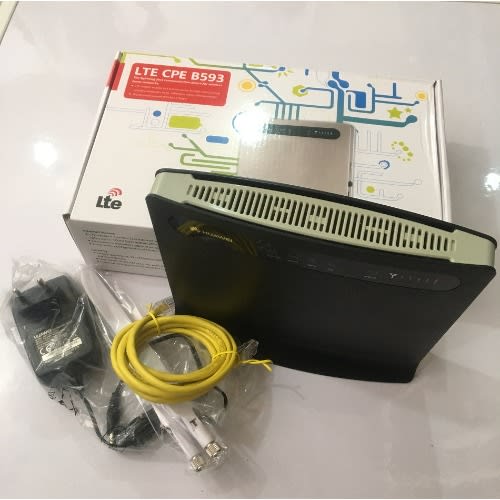 B593 Universal 4G LTE CPE Router With 2 Antennas + 4 LAN Ports & 2 Teleports For All Network