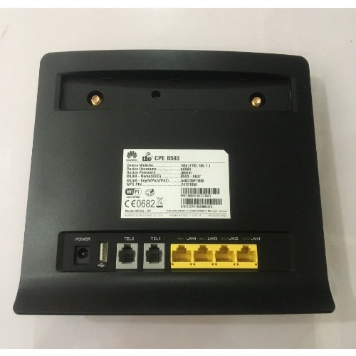 B593 Universal 4G LTE CPE Router With 2 Antennas + 4 LAN Ports & 2 Teleports For All Network