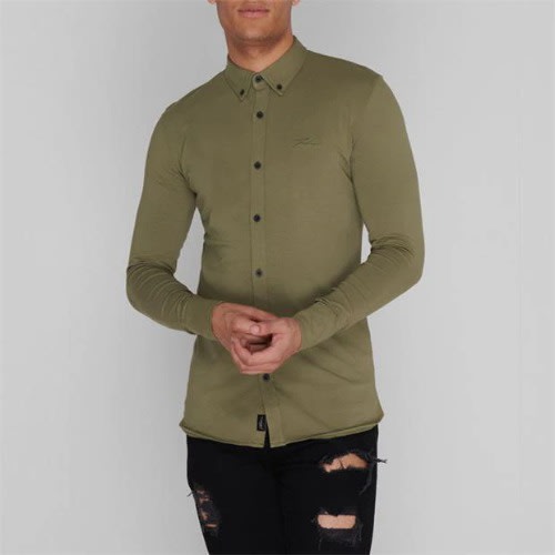 Men's Long Sleeve Jersey Shirt - Khaki