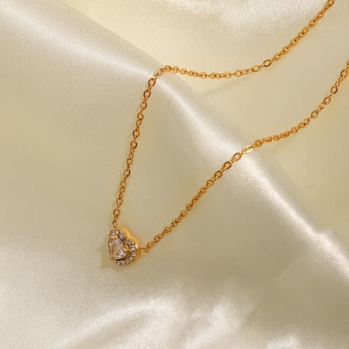 Crystal Love Pendant Necklace- Gold