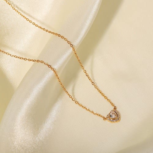Crystal Love Pendant Necklace- Gold