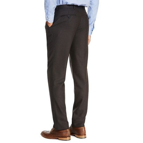 Wool Blend Slim Fit Striped Trousers-Chocolate