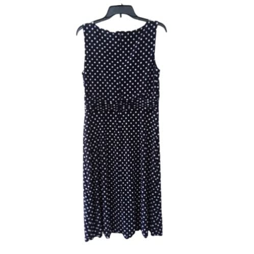Women's Navy Blue Dress With Dots Design