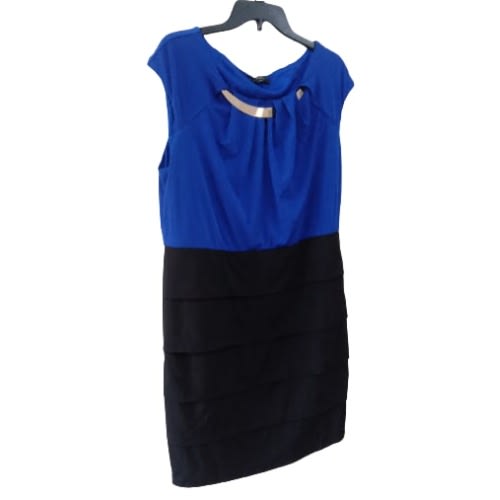 Women's Short Dress- Blue And Black